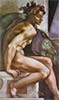 1509 Ignudo No. Two by Michelangelo (classic print)