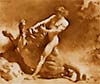 Herakles kills the Lion (classic male nude print)