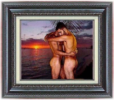 Holding At Sunset (classic male art print)