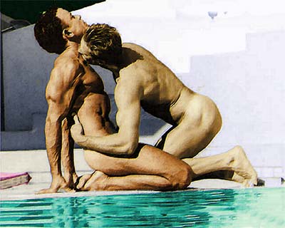 By the Pool (original classic male art print)