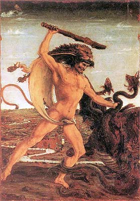 279px x 400px - Hercules and the Hydra (classic nude male print) - Caperton Classic Art