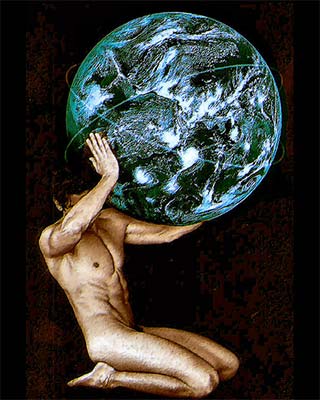 Modern Atlas (original male nude art print)