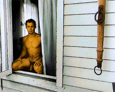 Waiting at Window (original classic male art print)