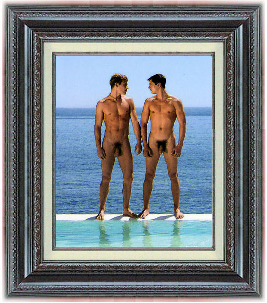 Rivals, Friends  (original classic male nude art print)