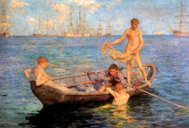 August Blue by Henry Tuke (classic male art print)