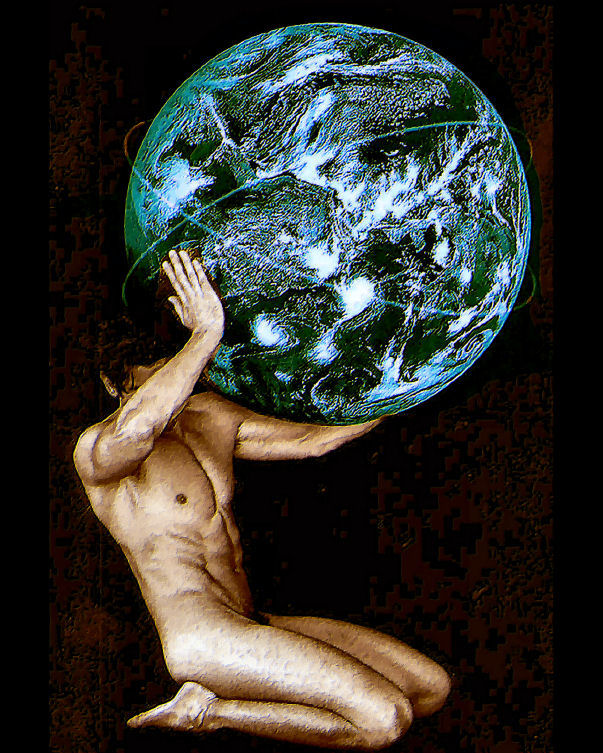 Modern Atlas (original male nude art print)